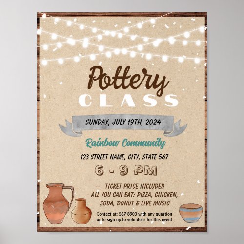 Pottery class template poster