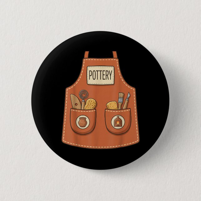 Pottery Funny Ceramic Artist Kiln Worker Apron Button (Front)