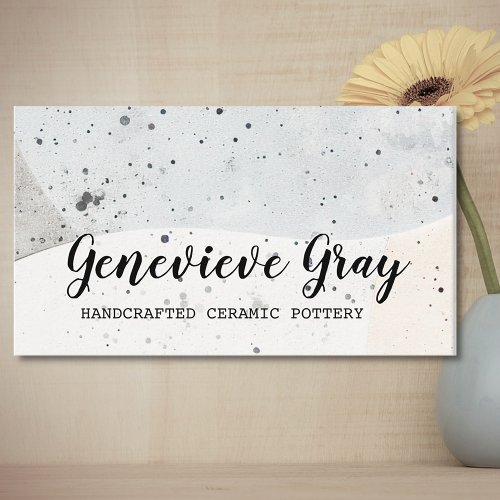 Pottery Handcrafted Modern Calligraphy Script Gray Business Card