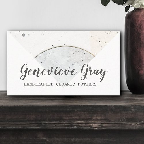 Pottery Handcrafted Modern Calligraphy Script Gray Business Card