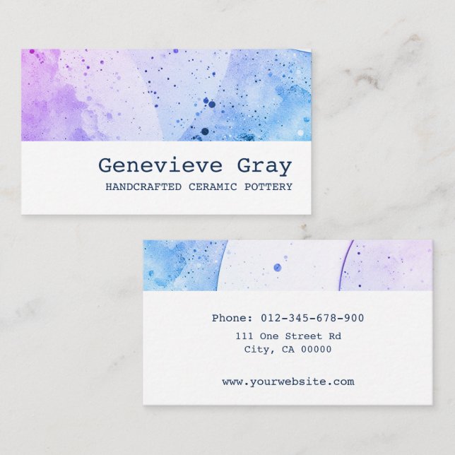 Pottery Handcrafted Modern Clean Texture Ombre  Business Card (Front/Back)