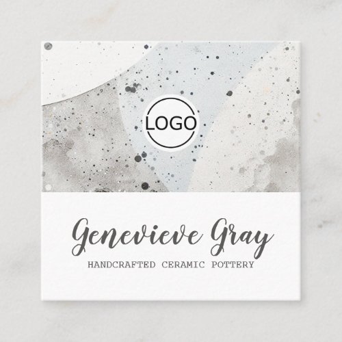 Pottery Handcrafted Modern Concrete Logo Template Square Business Card