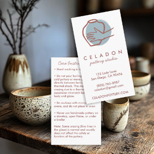 POTTERY Handmade Ceramics CARE Instructions Business Card