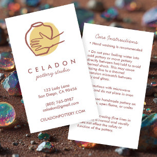 POTTERY Handmade Ceramics CARE Instructions Business Card