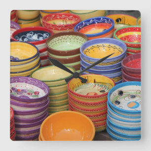 Pottery in the Provence Square Wall Clock