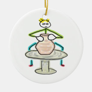 Pottery Making Stickman Ceramic Ornament