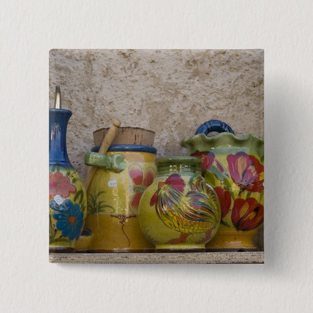 Pottery, Moustiers-Sainte-Marie, Provence, Button (Front)
