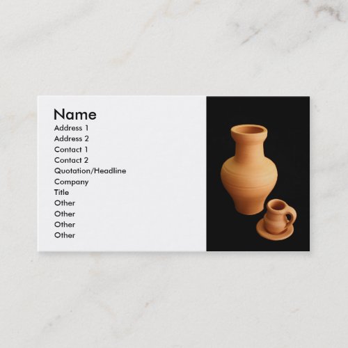 Pottery on black background business card