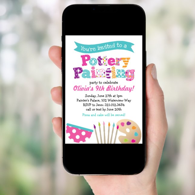 Pottery Painting Art Party Invitation (Front Digital)