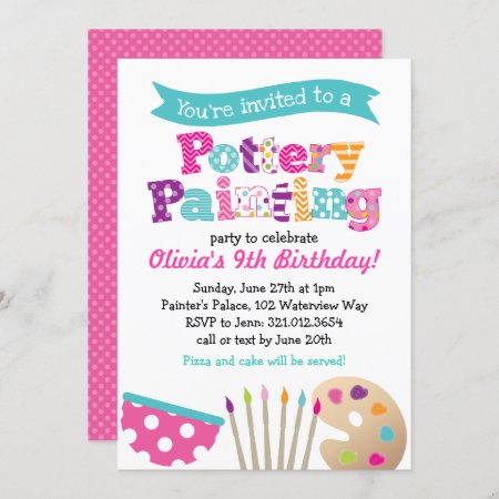 Pottery Painting Art Party Invitation