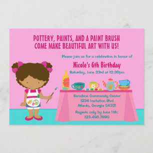Pottery Painting Arts and Crafts Birthday Party Invitation