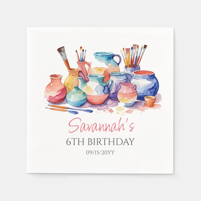Pottery Painting Birthday Party Napkins (Front)