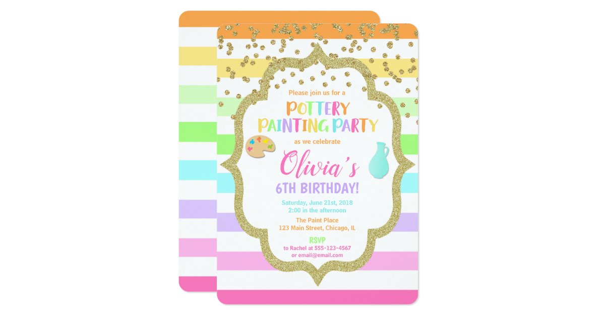 Pottery Painting Paint Birthday Party Invitation Zazzle Com