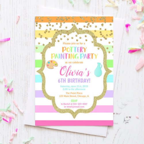 Pottery painting paint birthday party invitation