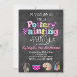 Pottery Painting Party Chalkboard Style Invitation at Zazzle