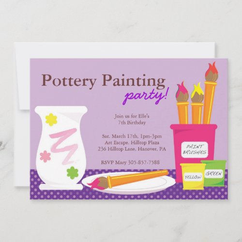 Pottery Painting Party Invitations