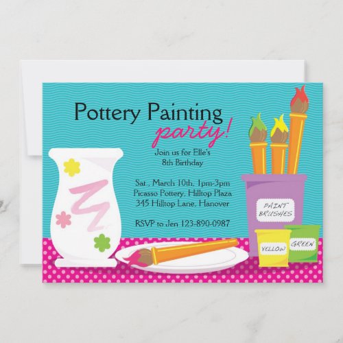 Pottery Painting Party Invitations