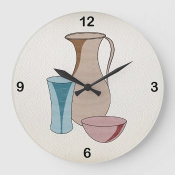 Pottery Time Large Clock by colorwash at Zazzle