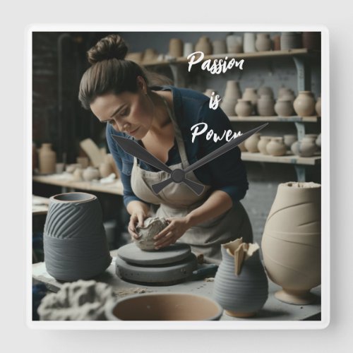 Pottery Woman Motivational Quote Wall Clock