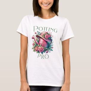 Potting Pro Pink Watering Can Garden White T-Shirt