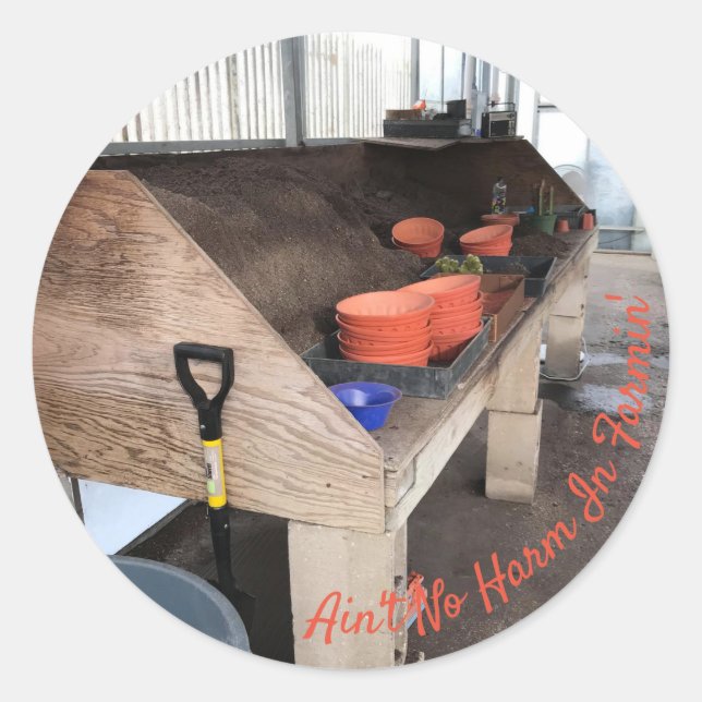 Potting Table Shed Classic Round Sticker (Front)