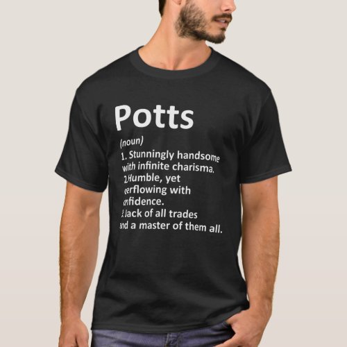 POTTS Definition Funny Surname Family Tree Birthda T_Shirt