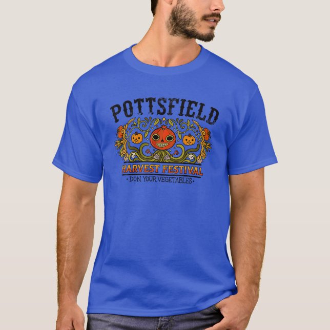Pottsfield Harvest Festival Dark Spooky Pumpkin Ha T-Shirt (Front)