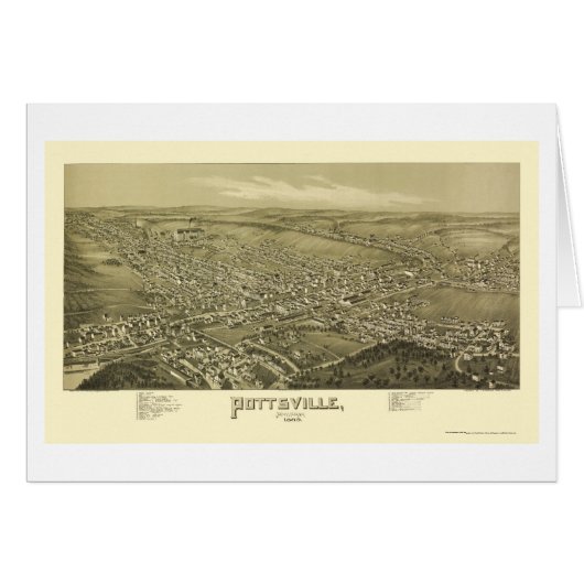 Pottsville, PA Panoramic Map - 1889 Cards (Front Horizontal)