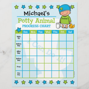 Potty Animal Boy Training Chart