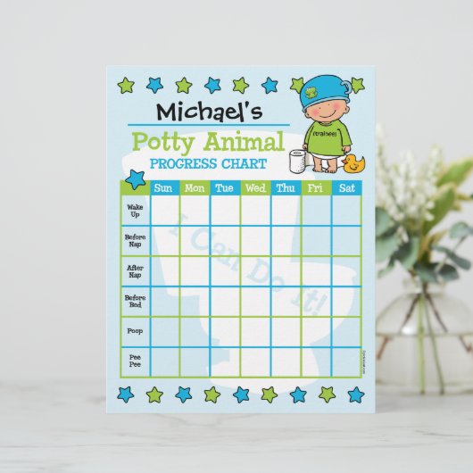 Potty Animal Boy Training Chart (Standing Front)