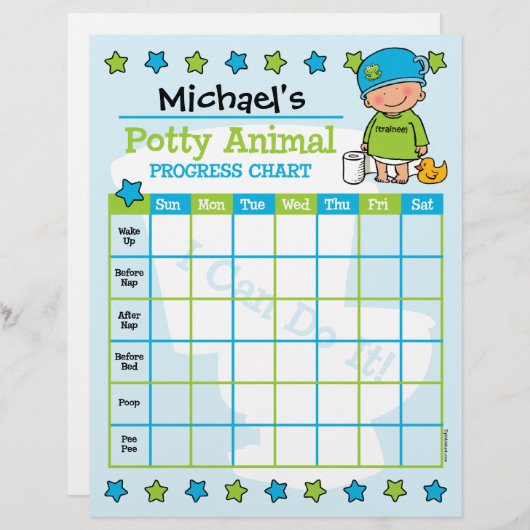 Potty Animal Boy Training Chart (Front/Back)