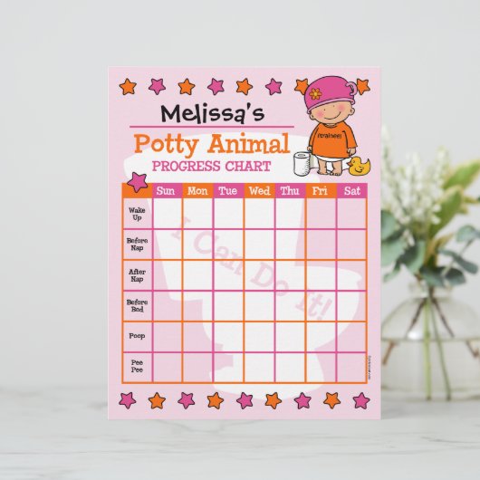 Potty Animal Girl Training Chart (Standing Front)