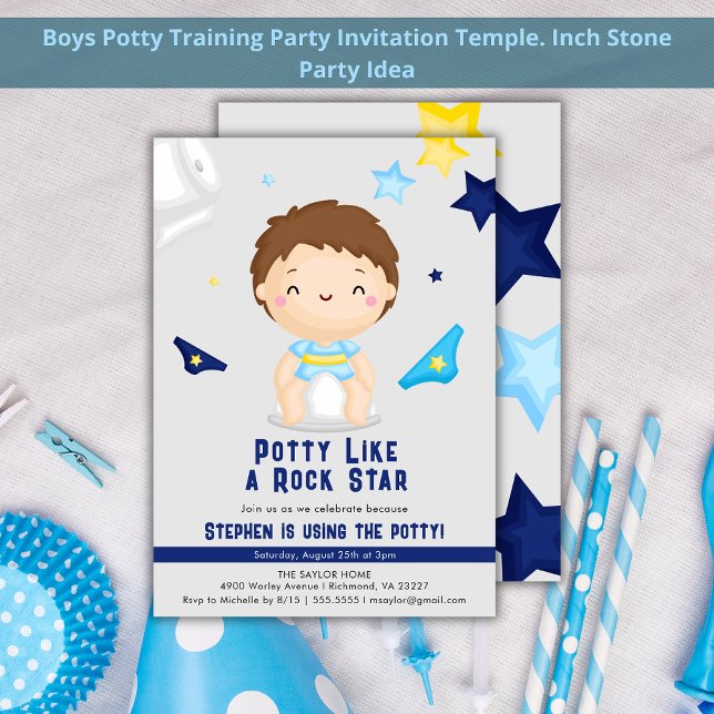Potty Like A Rock Star Boys Pee Training Party  Invitation (Creator Uploaded)
