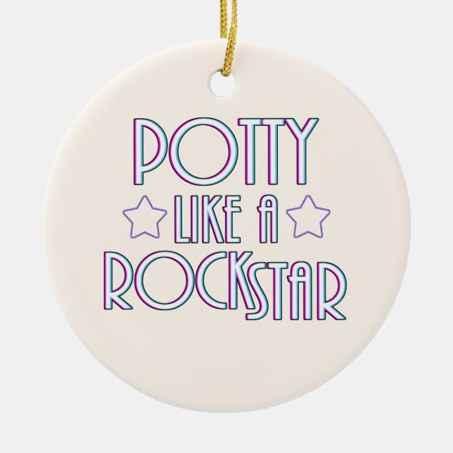 Potty Like a Rock Star Ceramic Ornament (Front)