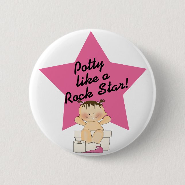 Potty Like A Rock Star Girl Pinback Button (Front)