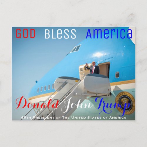 POTUS Donald Trump waving Air Force One USA Postcard