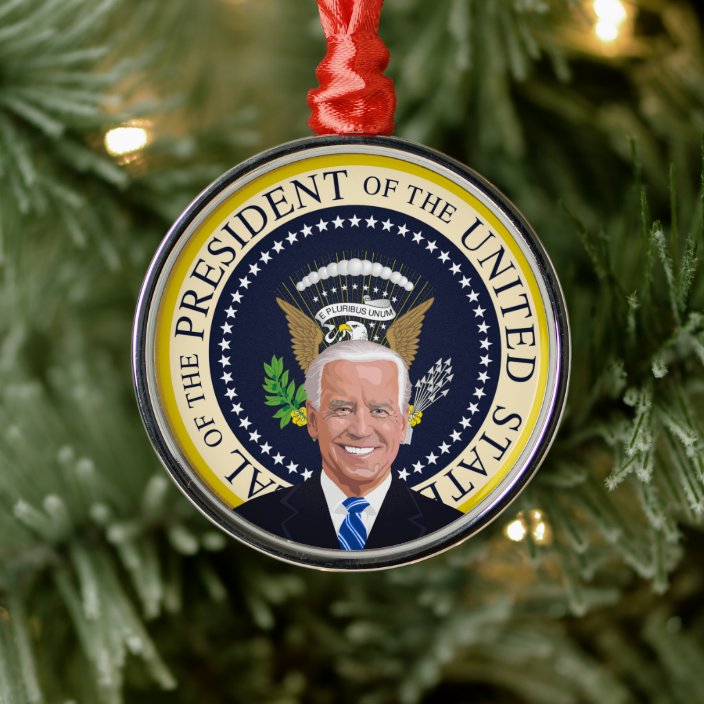 potus joe biden presidential seal christmas tree metal ornament