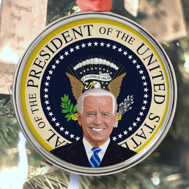 potus joe biden presidential seal christmas tree metal ornament (Creator Uploaded)