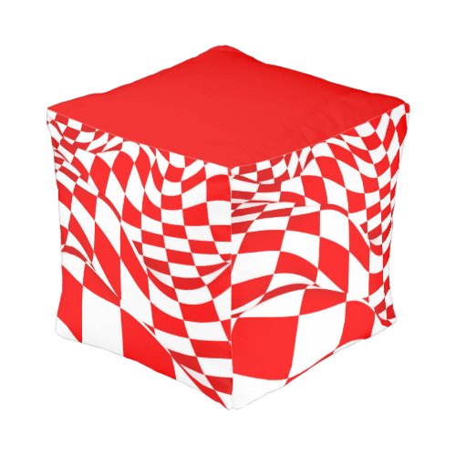 Pouf _ Cube _ Modified Red Checkered Flag