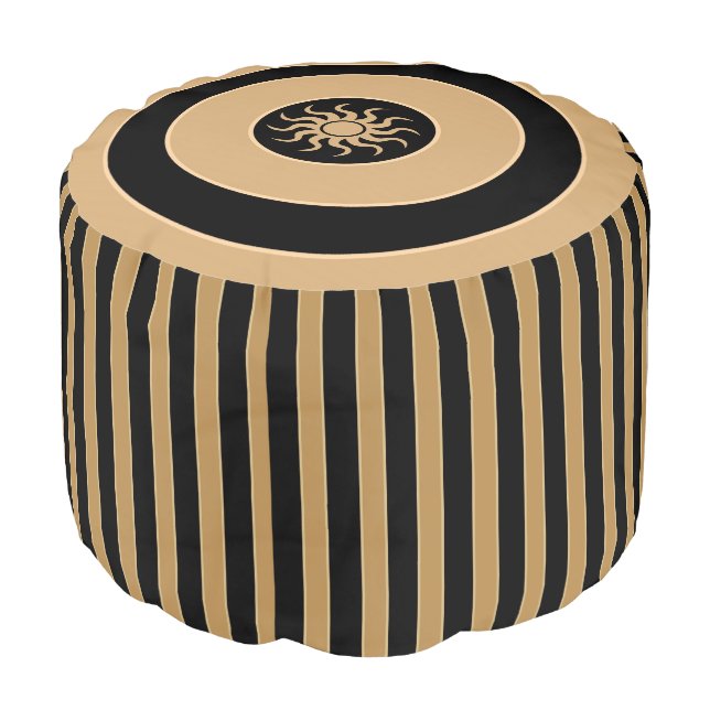 Pouf Seat - Golden Brown-Black Stripes - Sun (Angled Front)