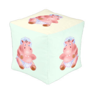 Pouf with Baby Hippo - Funny