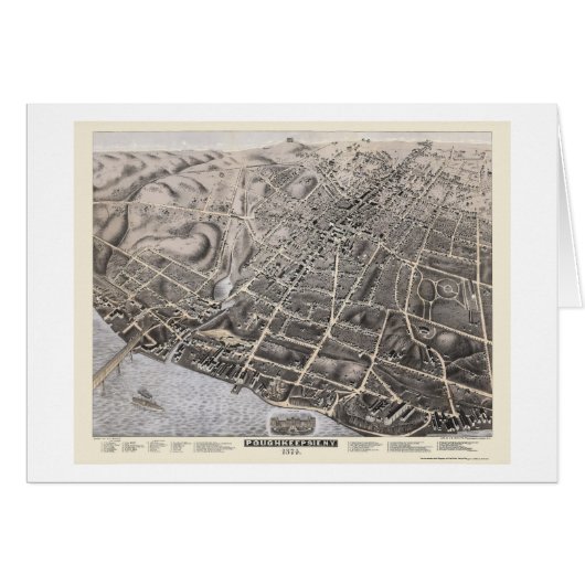 Poughkeepsie, NY Panoramic Map - 1874 Cards (Front Horizontal)