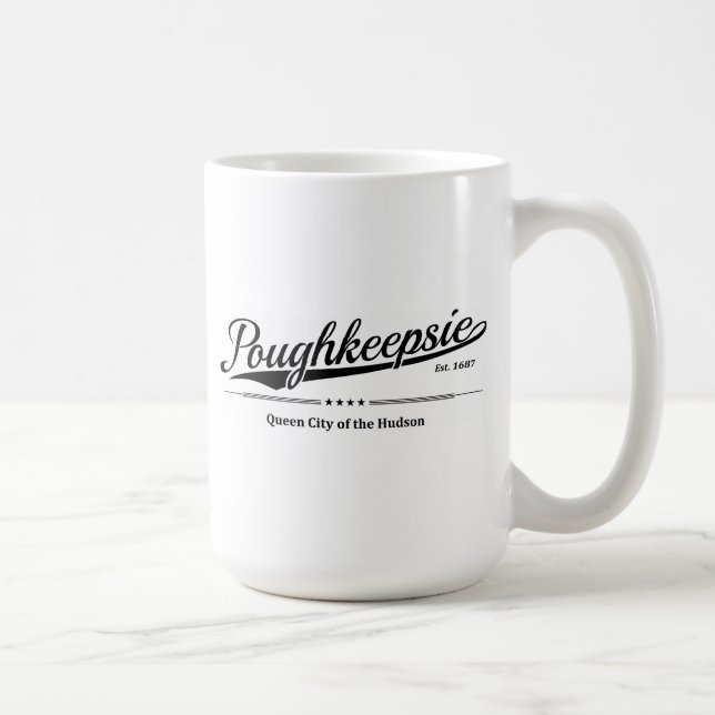 Poughkeepsie - Queen City of the Hudson - Black Coffee Mug (Right)