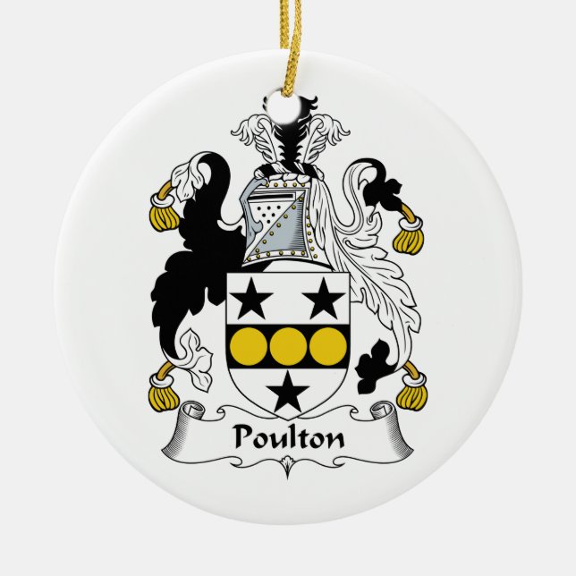 Poulton Family Crest Ceramic Ornament (Front)
