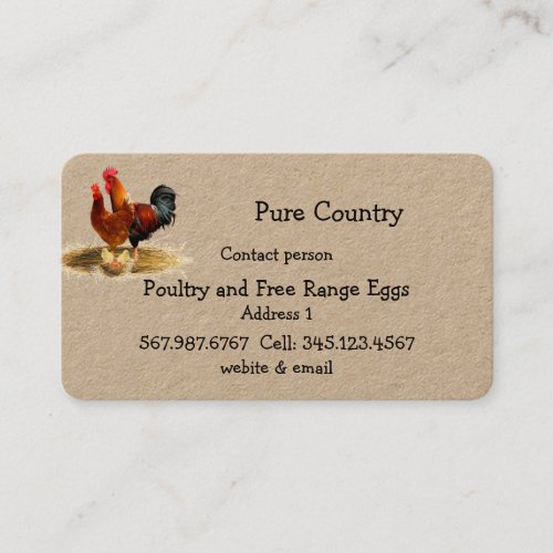 Poultry Chicken Eggs Free Run Organic Business  Business Card