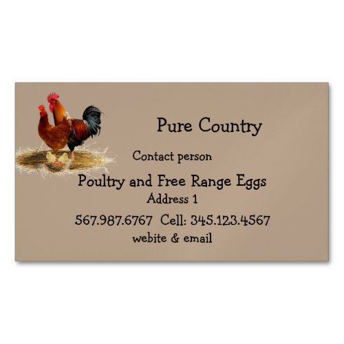 Poultry Chicken Eggs Free Run Organic  Business Card Magnet