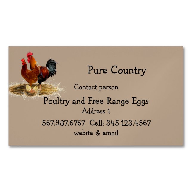 Poultry, Chicken, Eggs Free Run, Organic  Business Card Magnet (Front)
