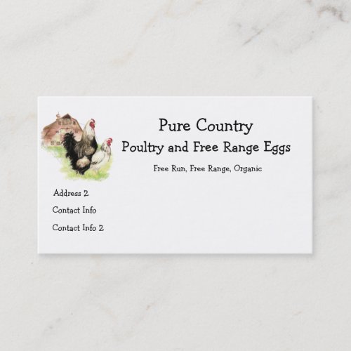 Poultry, Chicken Farm  Eggs Free Run, Organic Business Card Templates