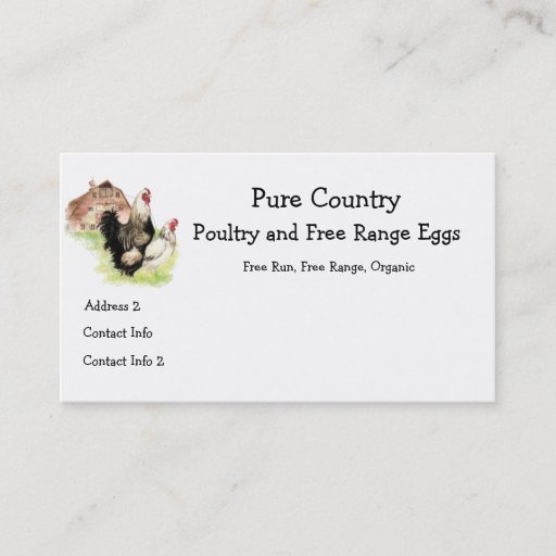 Customizable Poultry, Chicken Farm  Eggs Free Run, Organic Business Card Templates