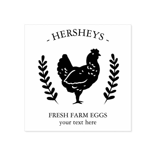 Poultry Farm Custom Fresh Eggs Wood Art Stamp (Imprint)
